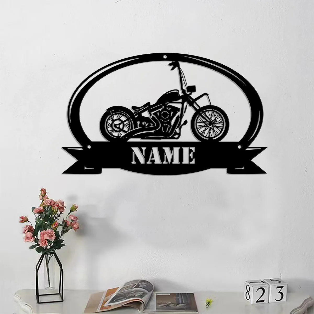 Motorcycle Personalized Name Metal Wall Sign