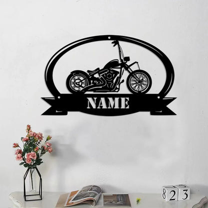 Motorcycle Personalized Name Metal Wall Sign