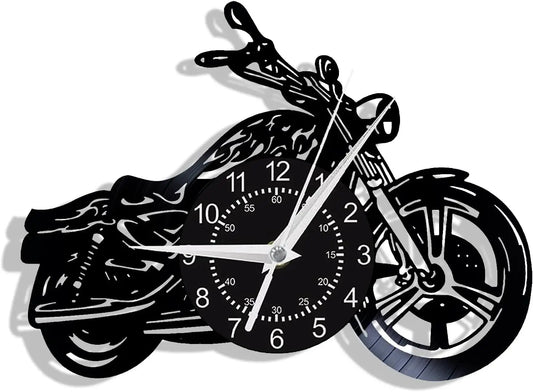 Retro Motorcycle Vinyl Record Wall Clock