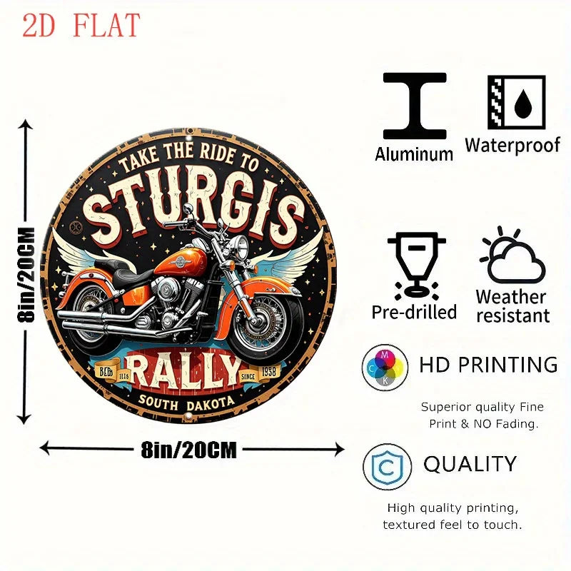 Sturgis Rally 8-Inch Round Metal Wall Sign
