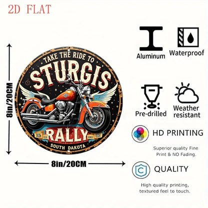 Sturgis Rally 8-Inch Round Metal Wall Sign