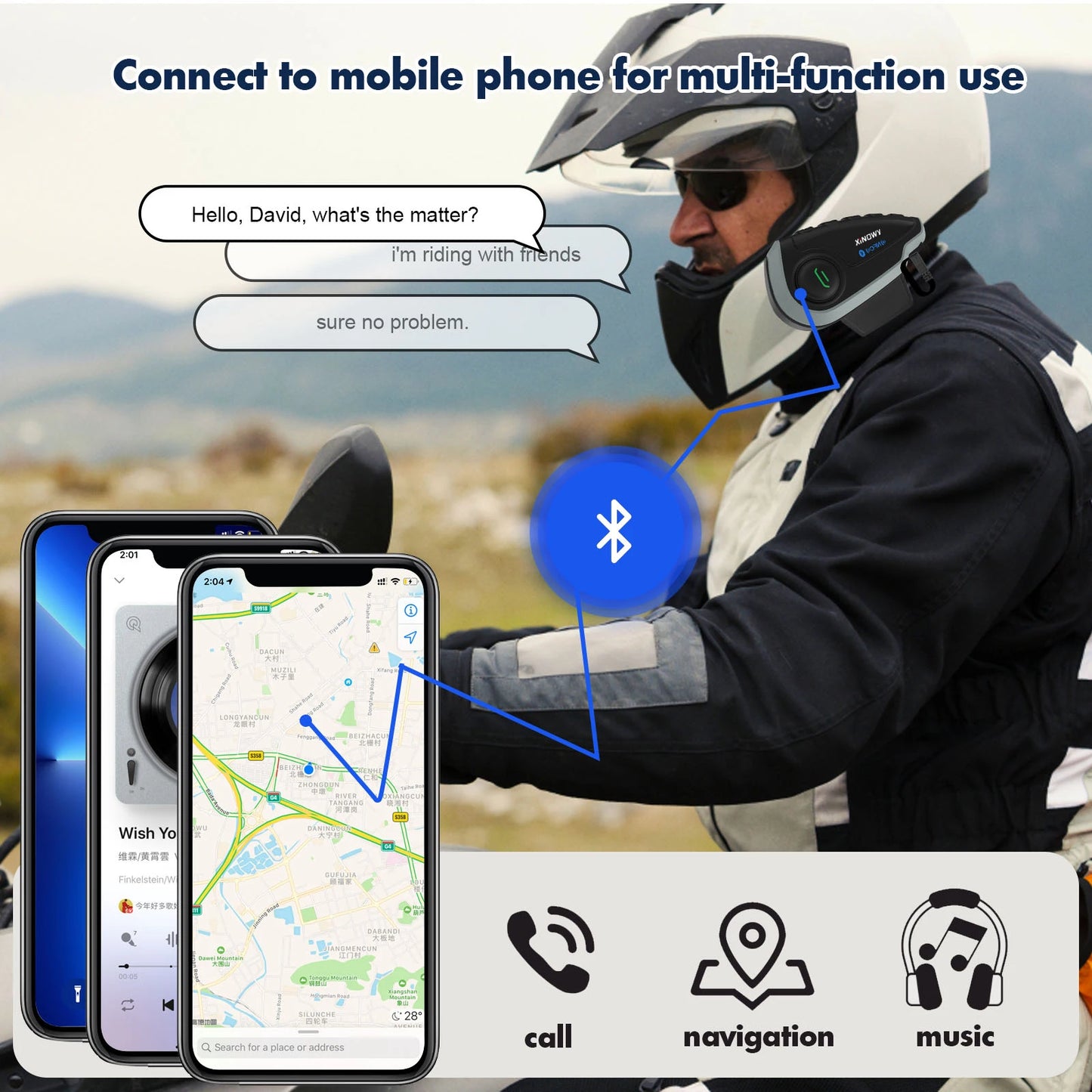 ABG V8 Bluetooth Motorcycle Helmet Headset – 5-Way Intercom, NFC, FM & Waterproof