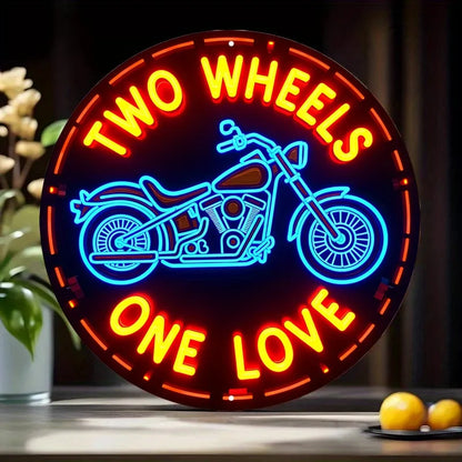 Two Wheels One Love Neon Sign