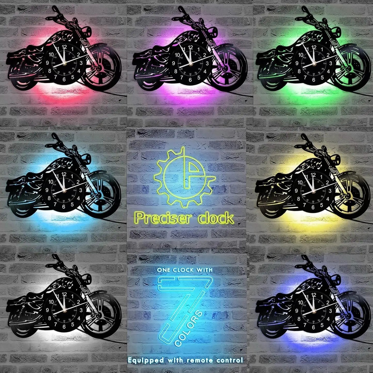 Retro Motorcycle Vinyl Record Wall Clock