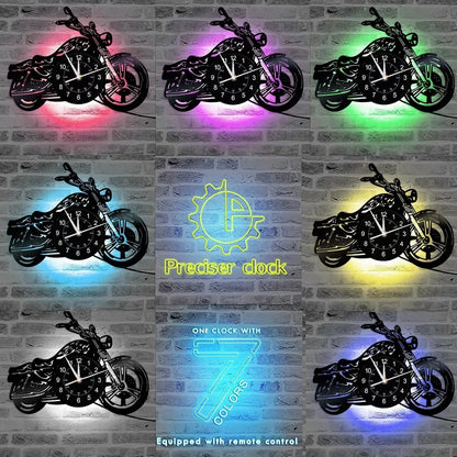 Retro Motorcycle Vinyl Record Wall Clock
