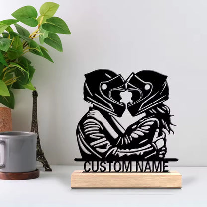 Personalized Motorcycle Couple Metal Sculpture