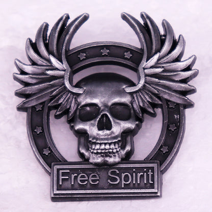 Free Spirit Skull Wings Pin