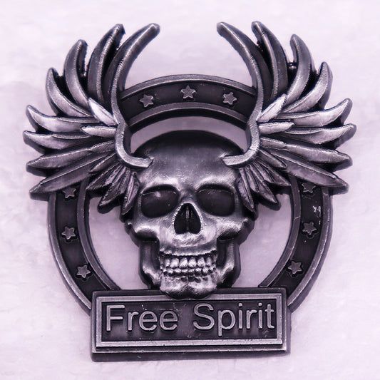 Free Spirit Skull Wings Pin
