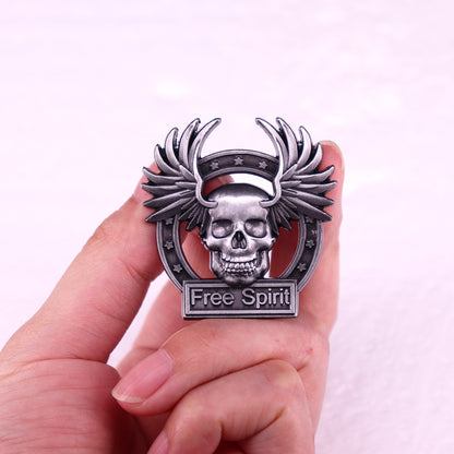 Free Spirit Skull Wings Pin