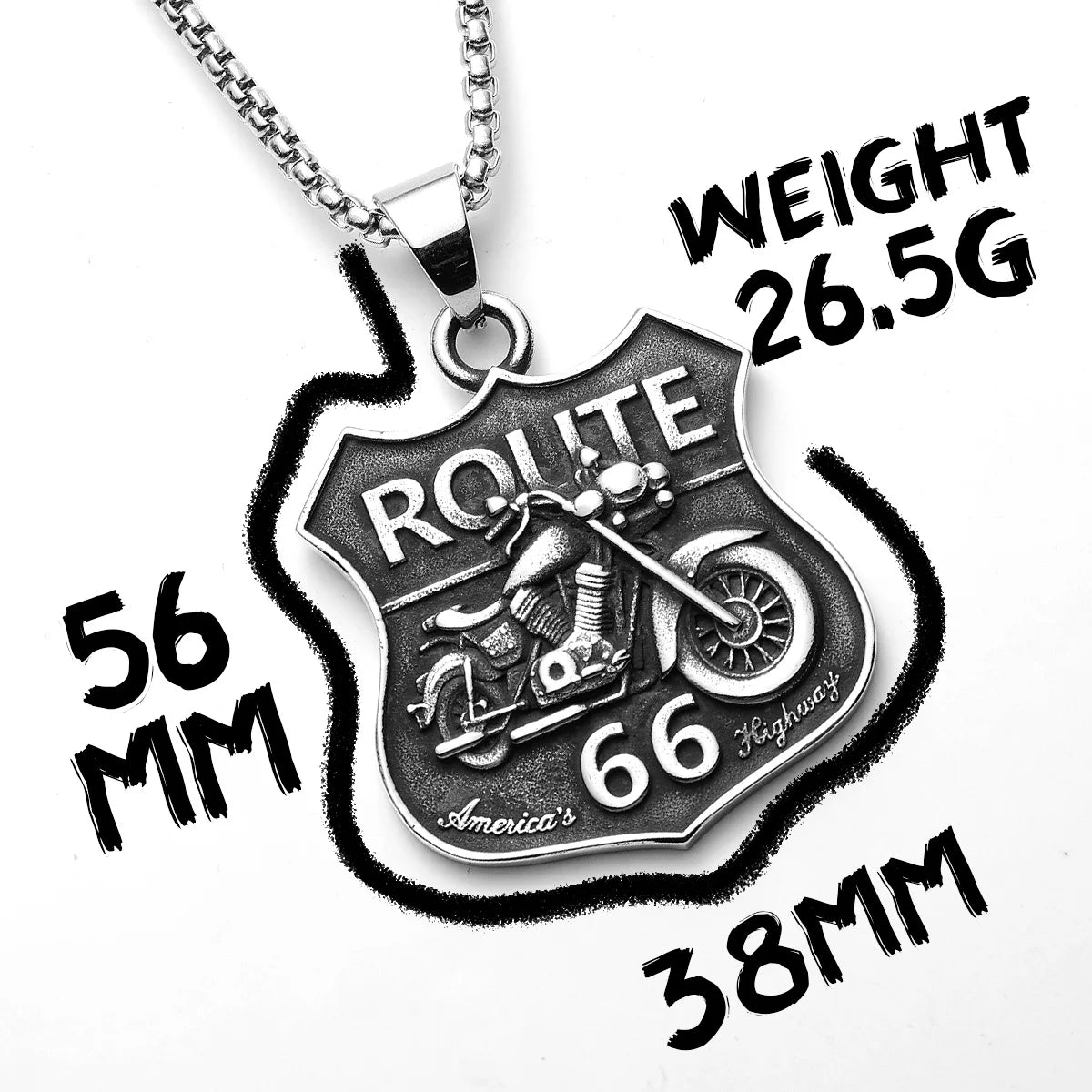 Route 66 Motorcycle Necklace
