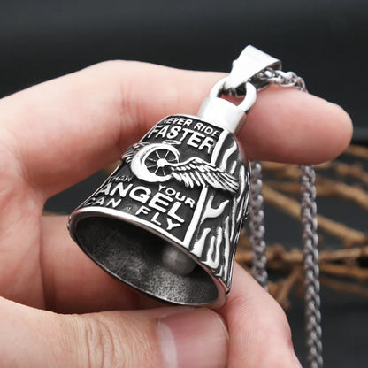 Never Ride Faster Than Your Angel Can Fly Bell / Necklace