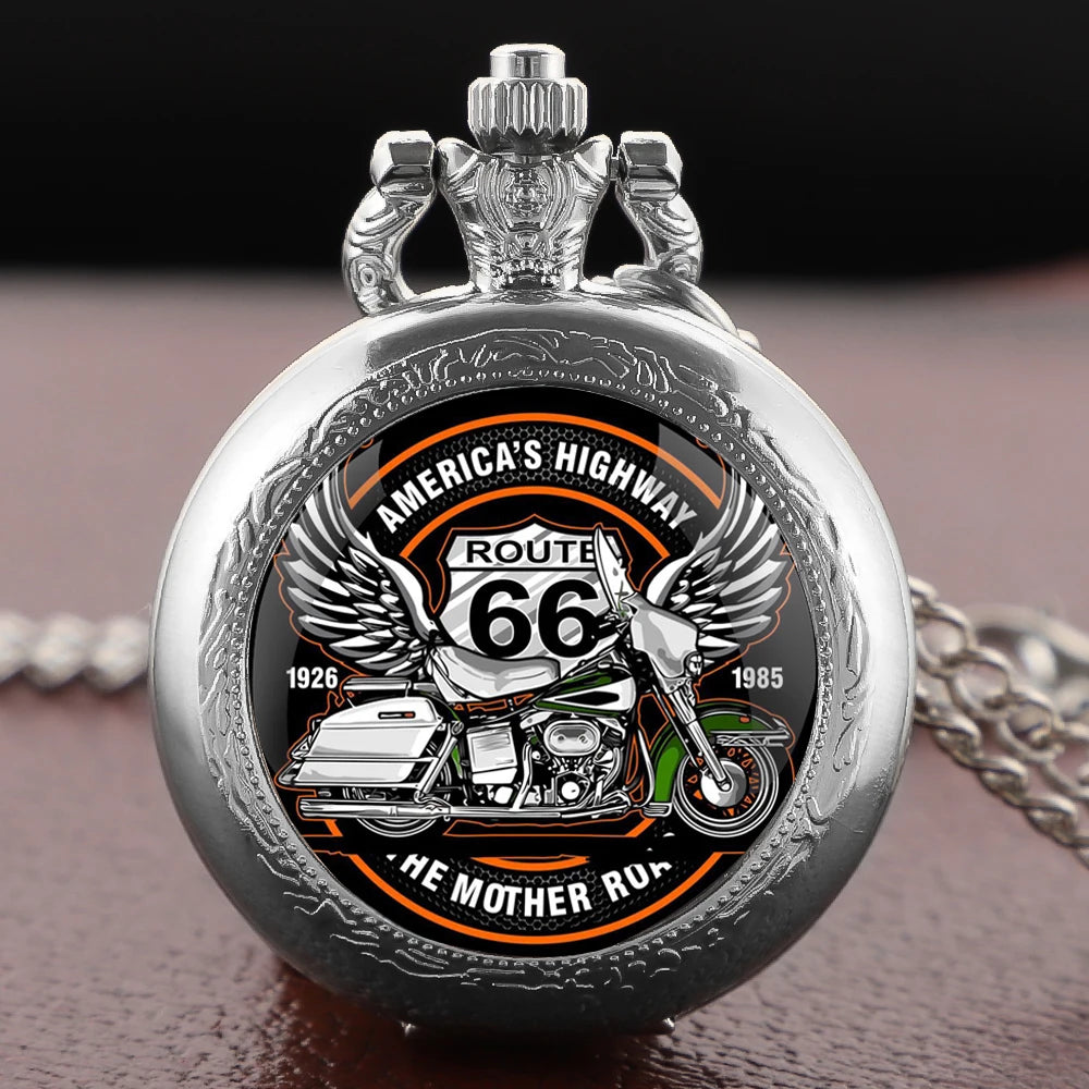 Motorcycle Route 66 Pocket Watch