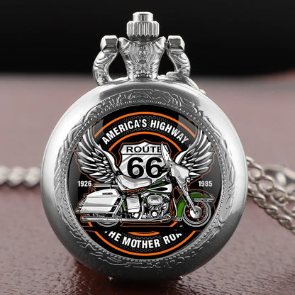 Motorcycle Route 66 Pocket Watch