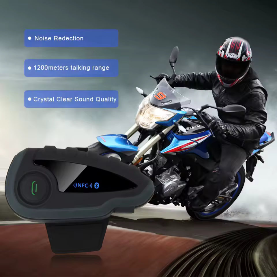 ABG V8 Bluetooth Motorcycle Helmet Headset – 5-Way Intercom, NFC, FM & Waterproof