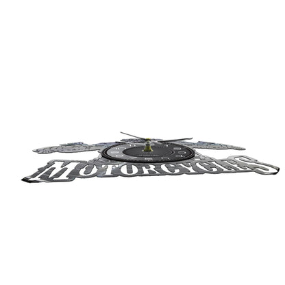 Skull in Helmet Racer Motorcycle Wall Clock