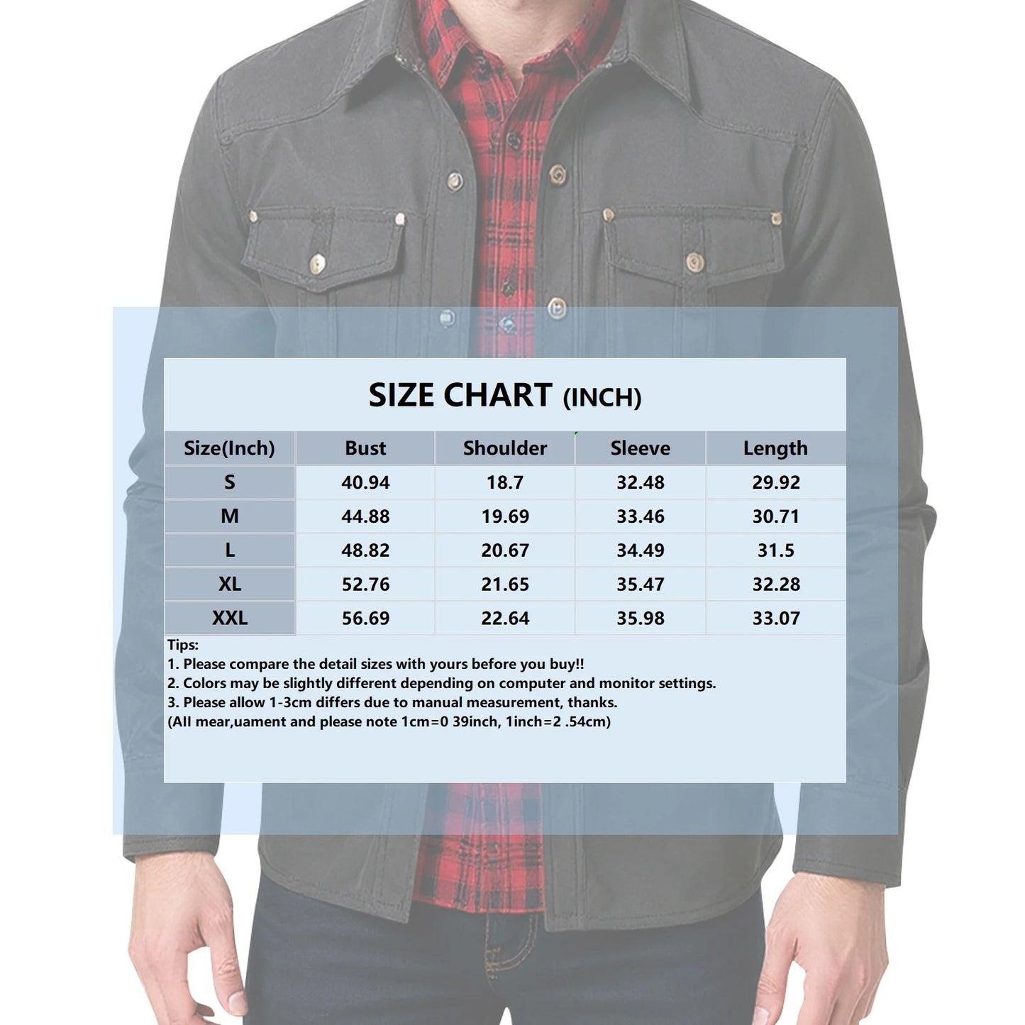 Men's Jackets Flannel Lined Gray