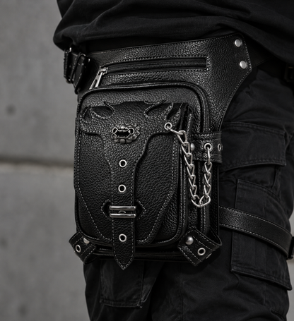 Punk Gothic Leather Waist and Leg Bag TT40