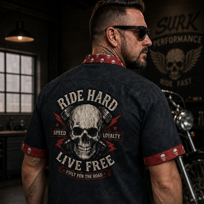 Ride Hard Live Free Vintage Biker Hawaiian Shirt TT01