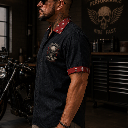Ride Hard Live Free Vintage Biker Hawaiian Shirt TT01
