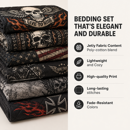 Dark Raven Quilted Bedding Set TT06