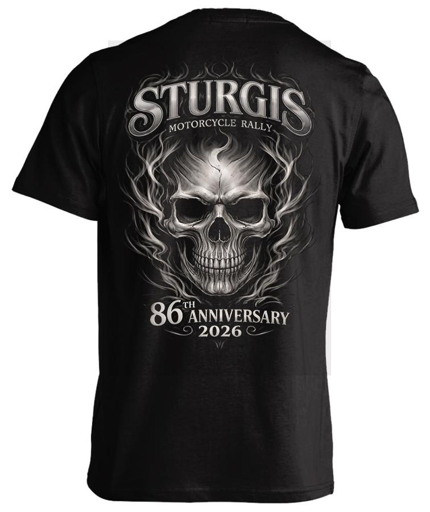 2026 Sturgis Motorcycle Rally Smokey Skull T-shirt - 86th Anniversary VA87