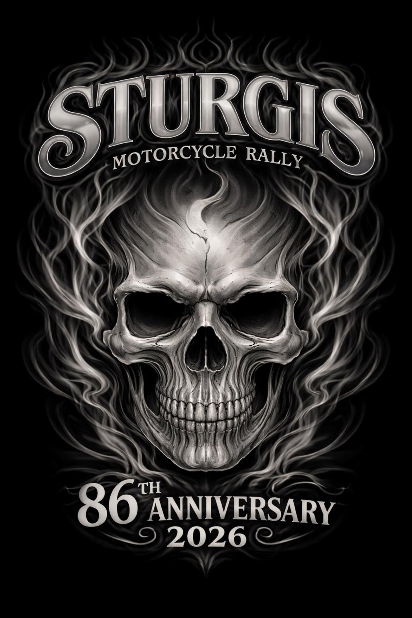 2026 Sturgis Motorcycle Rally Smokey Skull T-shirt - 86th Anniversary VA87