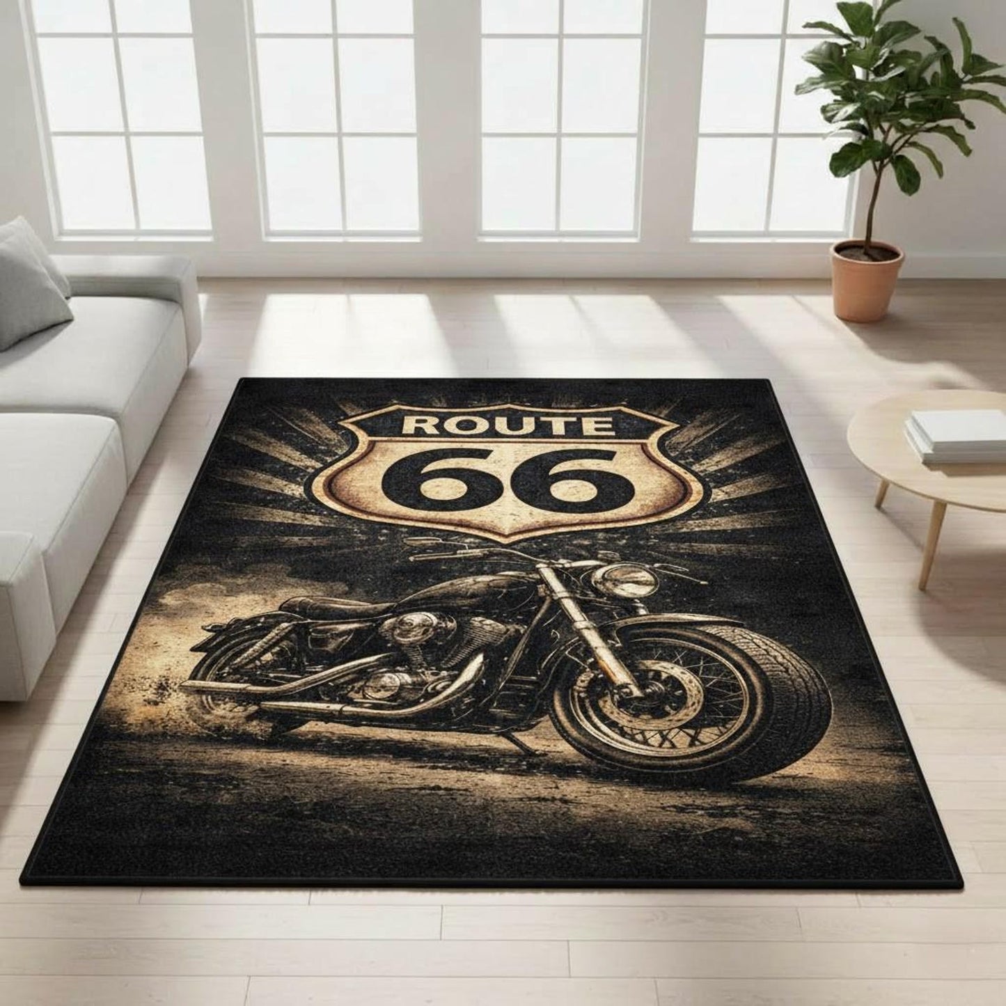 Route 66 Motorcycle Area Rug VA03