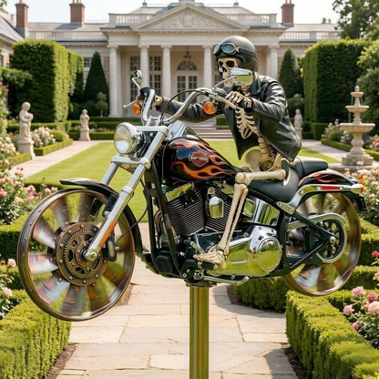 Skeleton Motorcycle Garden Wind Spinner