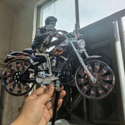 Skeleton Motorcycle Garden Wind Spinner