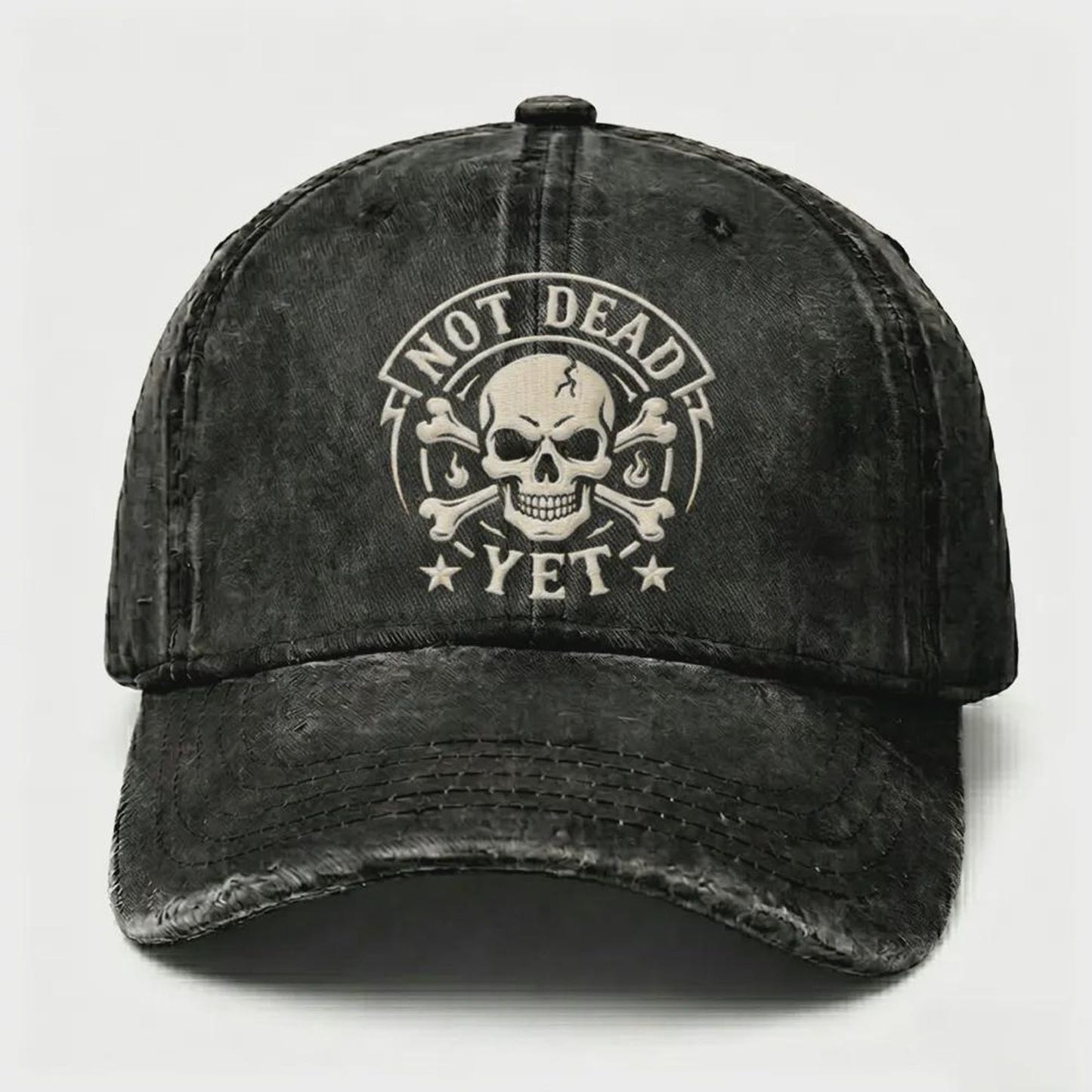 Not Dead Yet Skull Embroidery Cap