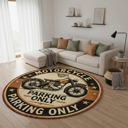 Vintage Motorcycle Parking Round Carpet VA01