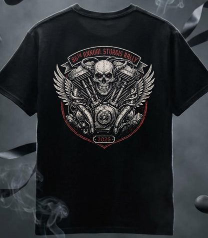 Sturgis Rally 2026 Skull Motorcycle Engine Design T-shirt VA83
