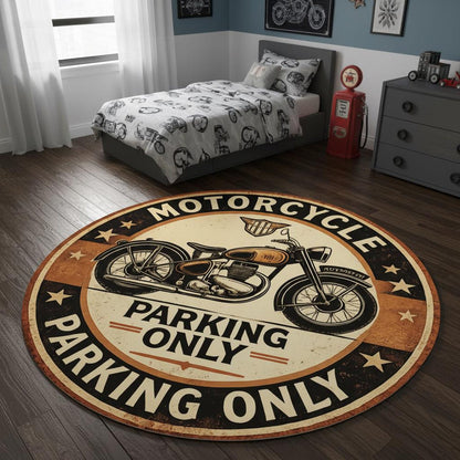 Vintage Motorcycle Parking Round Carpet VA01