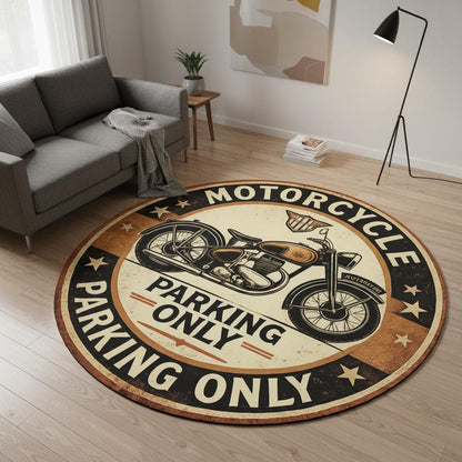 Vintage Motorcycle Parking Round Carpet VA01