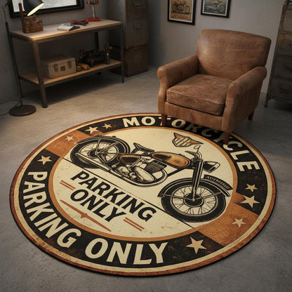 Vintage Motorcycle Parking Round Carpet VA01