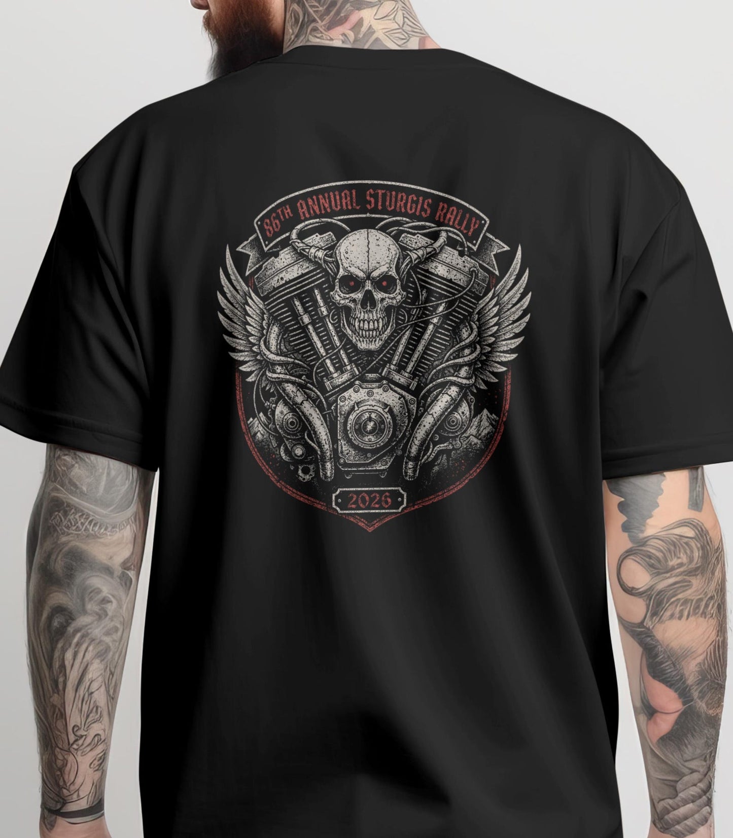 Sturgis Rally 2026 Skull Motorcycle Engine Design T-shirt VA83