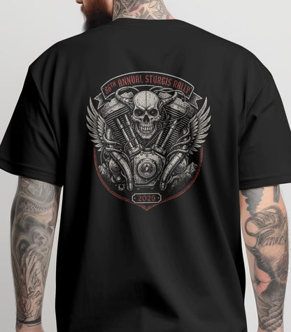 Sturgis Rally 2026 Skull Motorcycle Engine Design T-shirt VA83