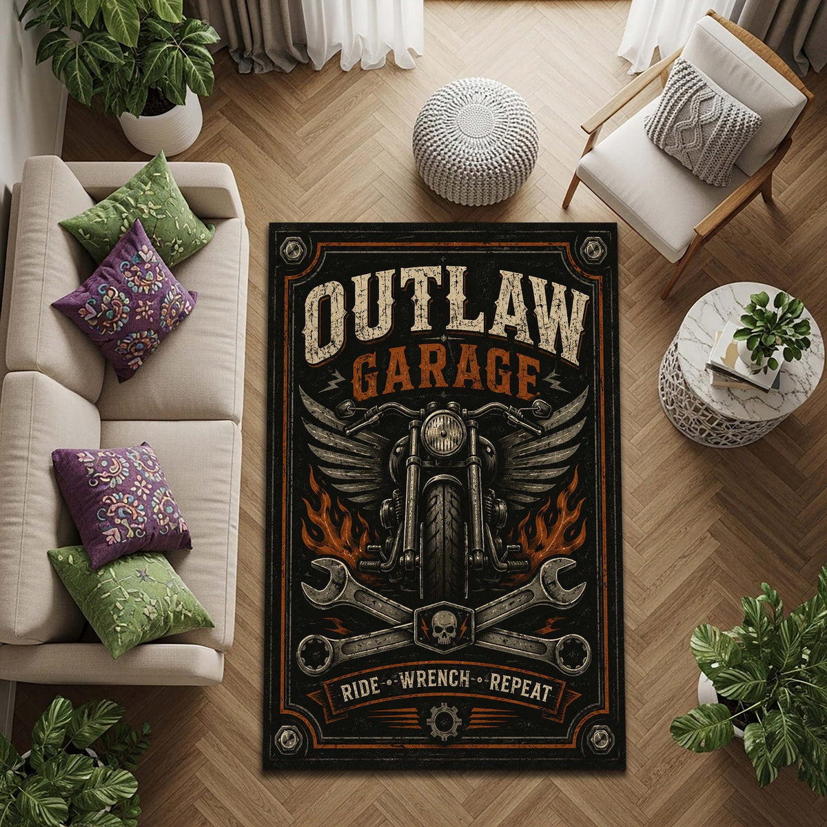 Outlaw Garage Area Rug VA01