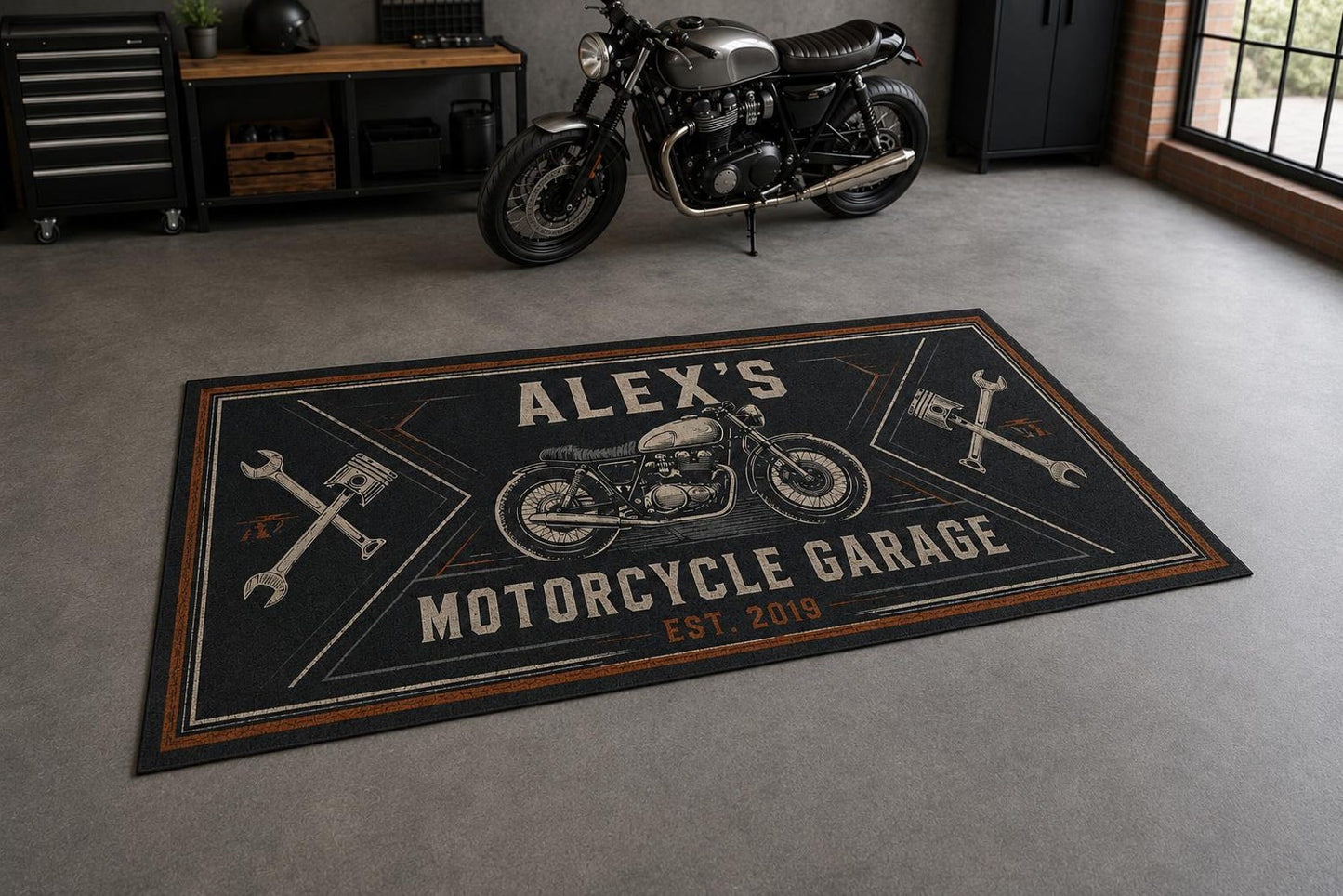Personalized Motorcycle Garage Runner Carpet VA01