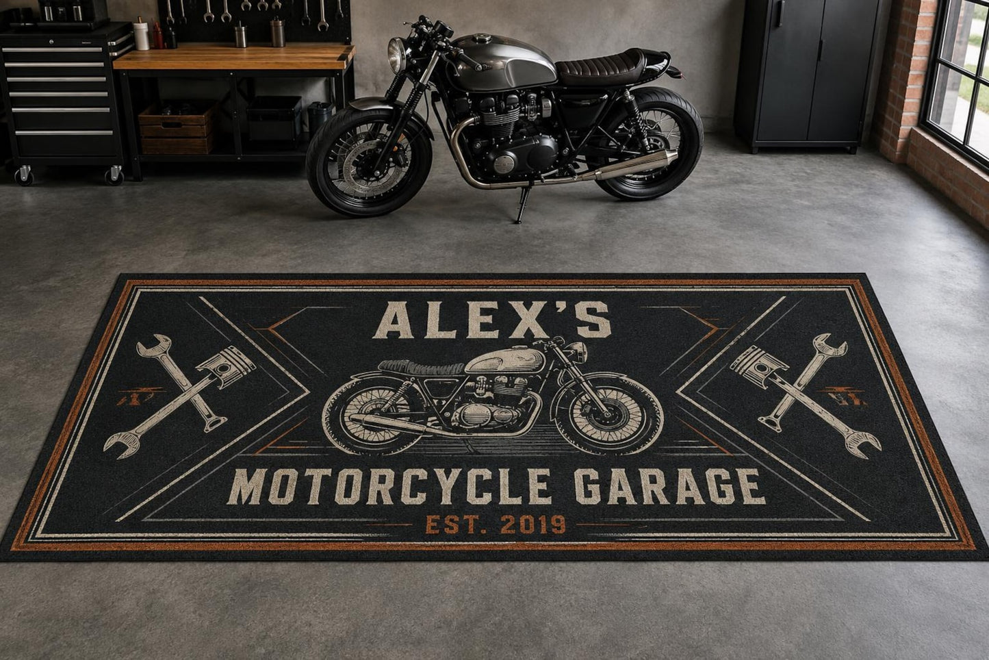 Personalized Motorcycle Garage Runner Carpet VA01
