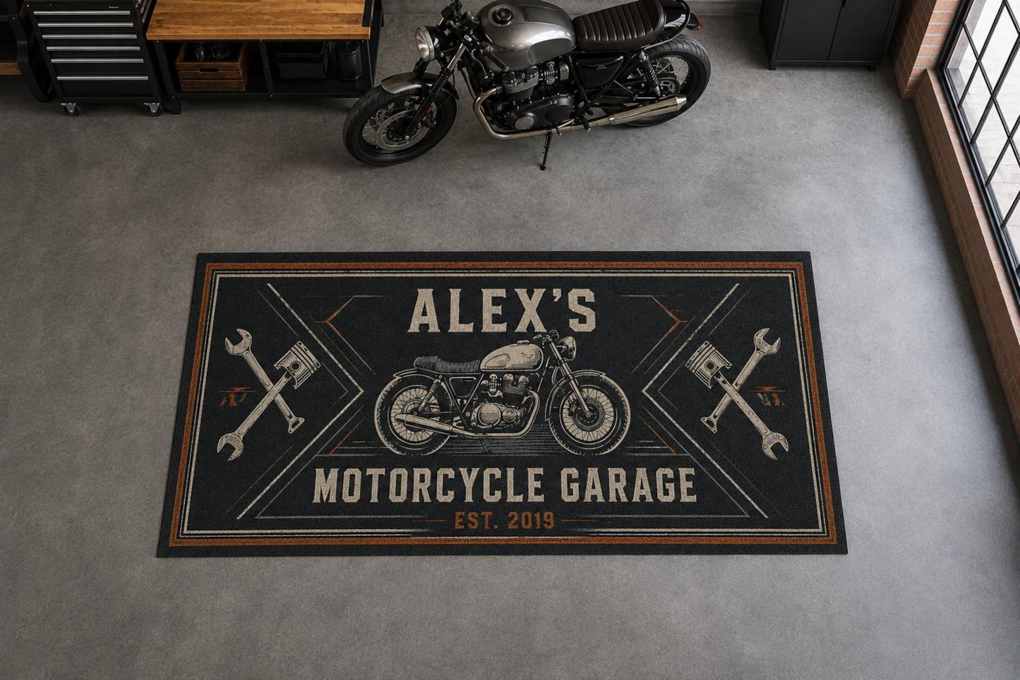 Personalized Motorcycle Garage Runner Carpet VA01