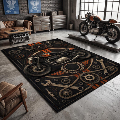Vintage Cafe Racer Motorcycle Area Rug VA04