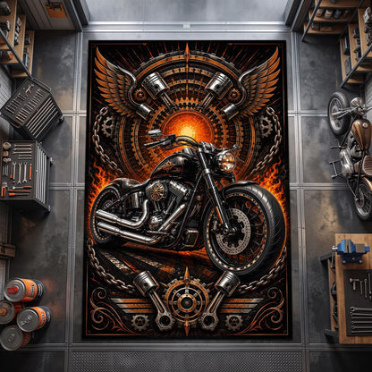 Black Motorcycle Area Rug VA02