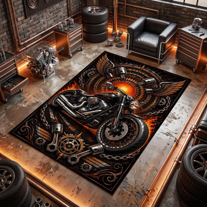 Black Motorcycle Area Rug VA02