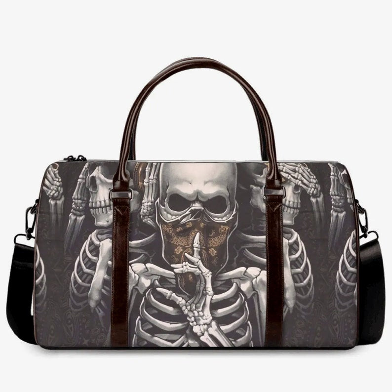 No See No Hear No Speak Skull Canvas Travel Bag VA06