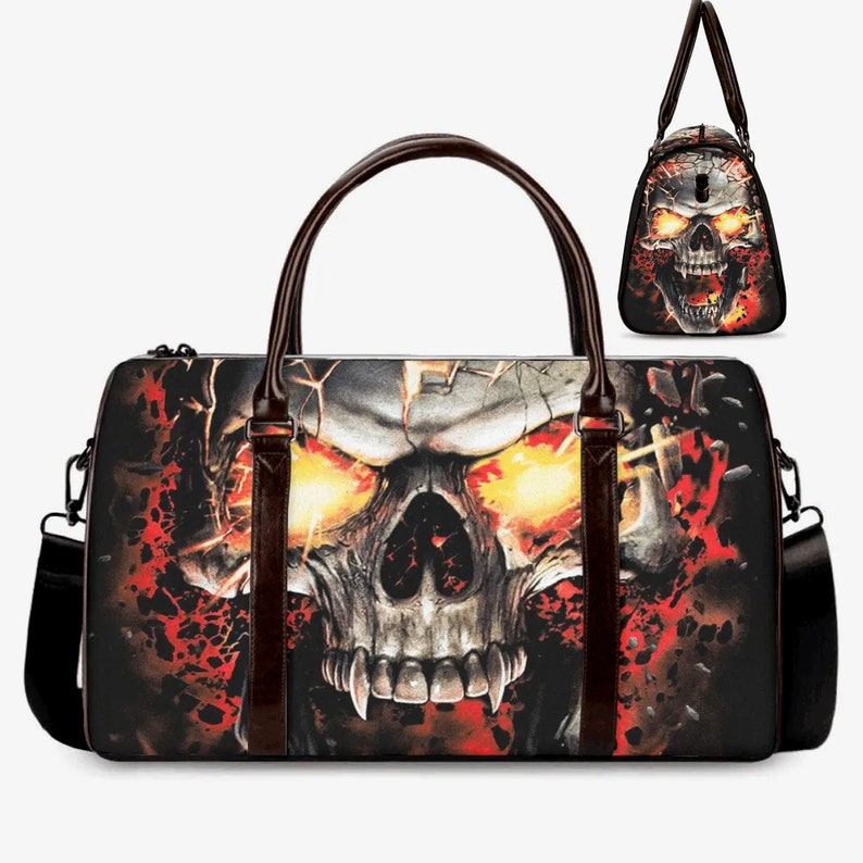 Flame Skull Canvas Travel Bag VA02