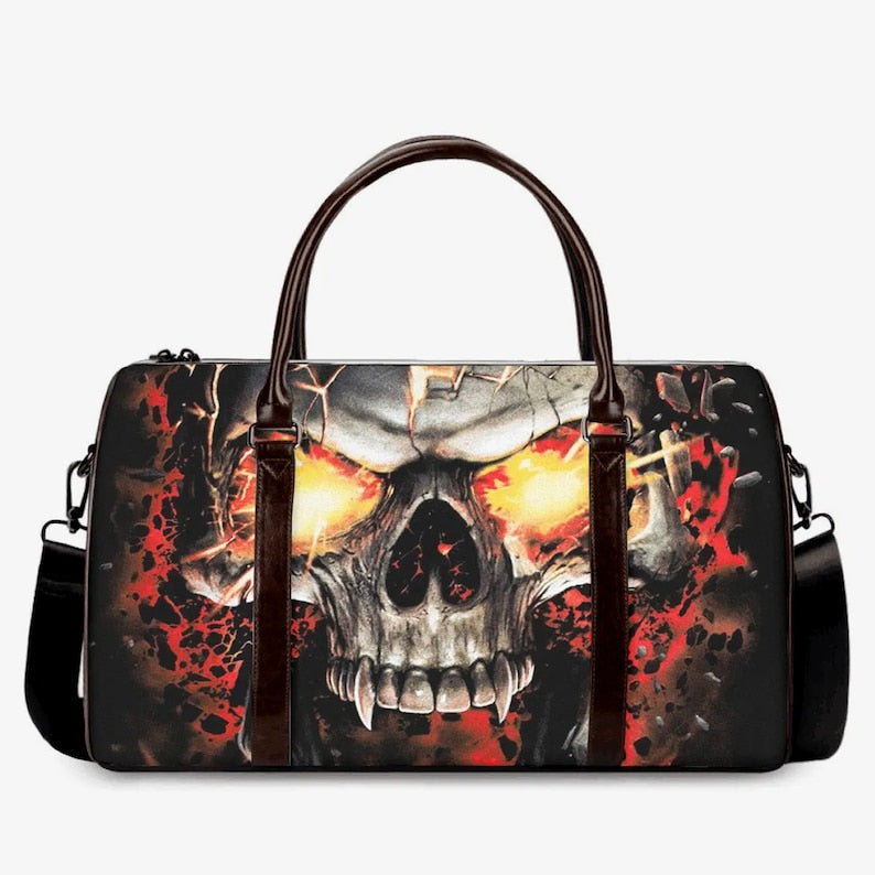 Flame Skull Canvas Travel Bag VA02