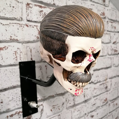 Slicked Back Hair Skull Motorcycle Helmet Holder & Jacket Hanger LD13