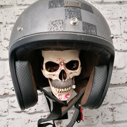 Slicked Back Hair Skull Motorcycle Helmet Holder & Jacket Hanger LD13