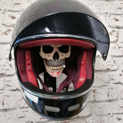 Slicked Back Hair Skull Motorcycle Helmet Holder & Jacket Hanger LD13
